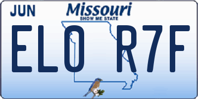 MO license plate EL0R7F