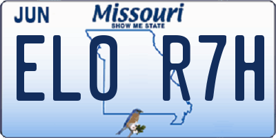 MO license plate EL0R7H