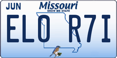MO license plate EL0R7I