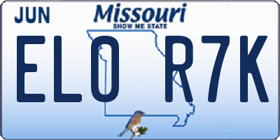 MO license plate EL0R7K