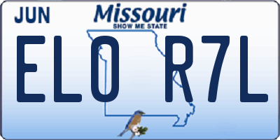 MO license plate EL0R7L