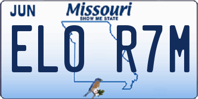 MO license plate EL0R7M
