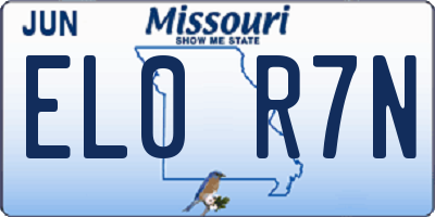 MO license plate EL0R7N