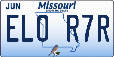 MO license plate EL0R7R