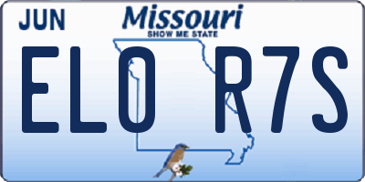 MO license plate EL0R7S