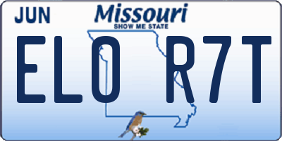 MO license plate EL0R7T
