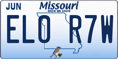 MO license plate EL0R7W