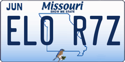 MO license plate EL0R7Z