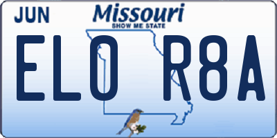 MO license plate EL0R8A