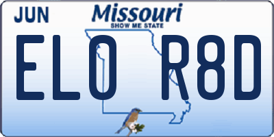 MO license plate EL0R8D