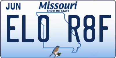 MO license plate EL0R8F