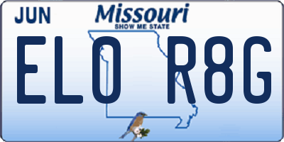 MO license plate EL0R8G