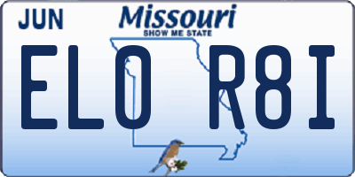 MO license plate EL0R8I