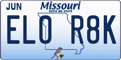 MO license plate EL0R8K