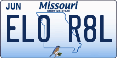 MO license plate EL0R8L