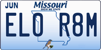 MO license plate EL0R8M