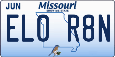 MO license plate EL0R8N