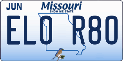 MO license plate EL0R8O