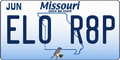 MO license plate EL0R8P