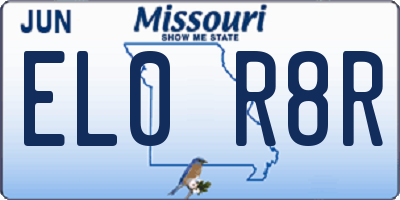 MO license plate EL0R8R