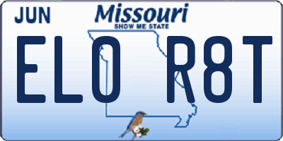 MO license plate EL0R8T