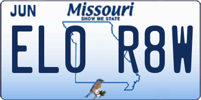 MO license plate EL0R8W