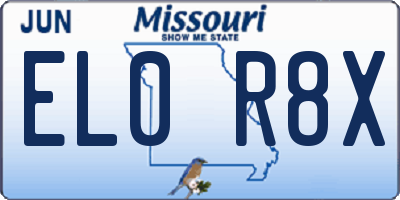 MO license plate EL0R8X