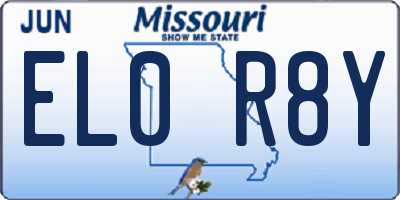MO license plate EL0R8Y