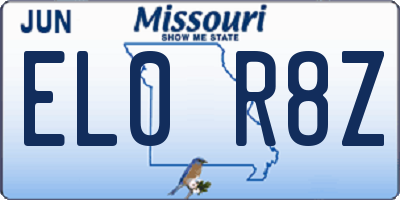 MO license plate EL0R8Z