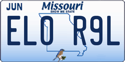 MO license plate EL0R9L