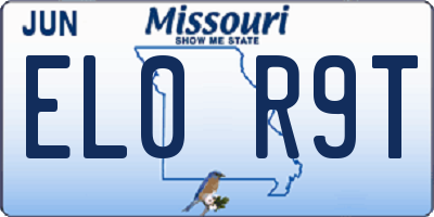 MO license plate EL0R9T