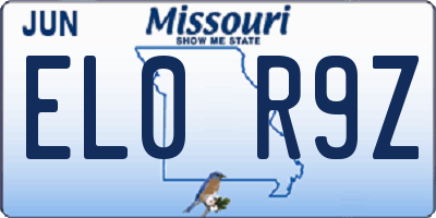 MO license plate EL0R9Z
