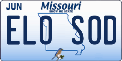 MO license plate EL0S0D