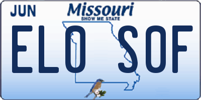 MO license plate EL0S0F