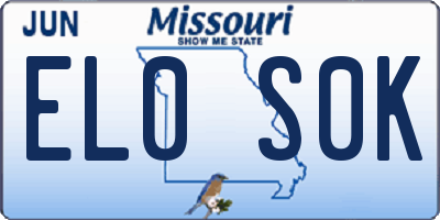 MO license plate EL0S0K