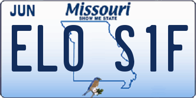 MO license plate EL0S1F