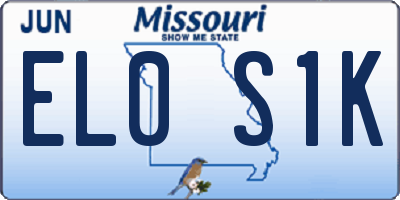 MO license plate EL0S1K