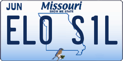 MO license plate EL0S1L