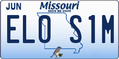 MO license plate EL0S1M