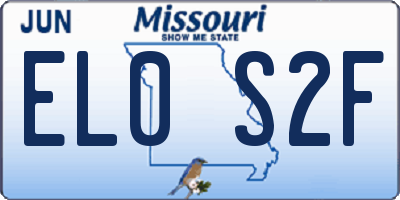 MO license plate EL0S2F