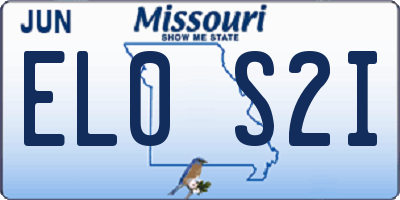 MO license plate EL0S2I
