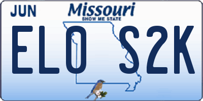 MO license plate EL0S2K
