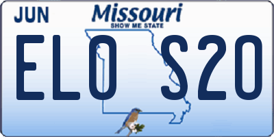 MO license plate EL0S2O