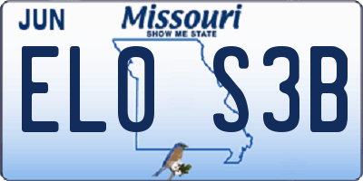 MO license plate EL0S3B