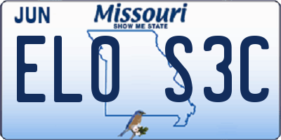 MO license plate EL0S3C