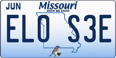 MO license plate EL0S3E