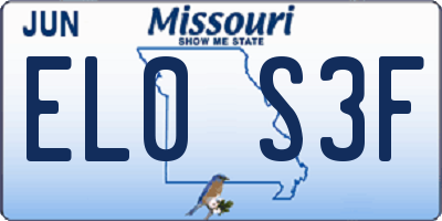 MO license plate EL0S3F