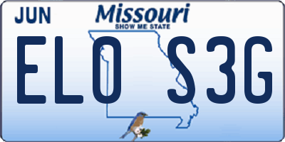 MO license plate EL0S3G