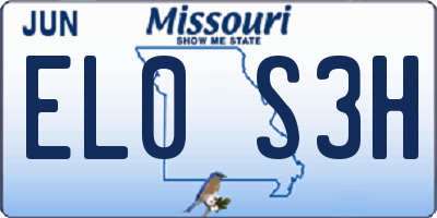 MO license plate EL0S3H