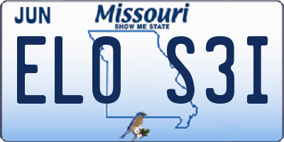 MO license plate EL0S3I